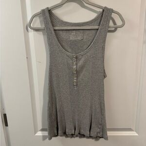 Gray Sleeveless Ribbed Top